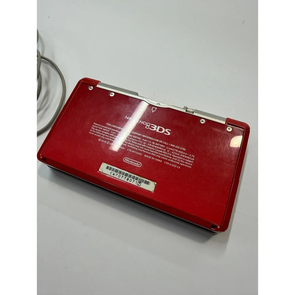Nintendo 3DS Flame Red Handheld Console CTR-001 USA with AC Adapter Charger